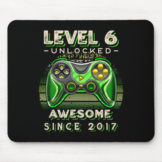 Mousepad Jogo de Vídeo Desbloqueado do Nível 6 - Aniversári (Frente)