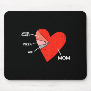 Mousepad Jogos de Vídeo para Crianças Pizza Wifi Mãe Coraçã