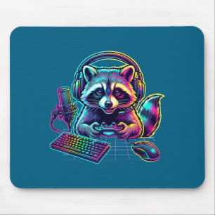 Mousepad Jogos Gamer Vídeo Amante Jogo Guaxinim Diversão