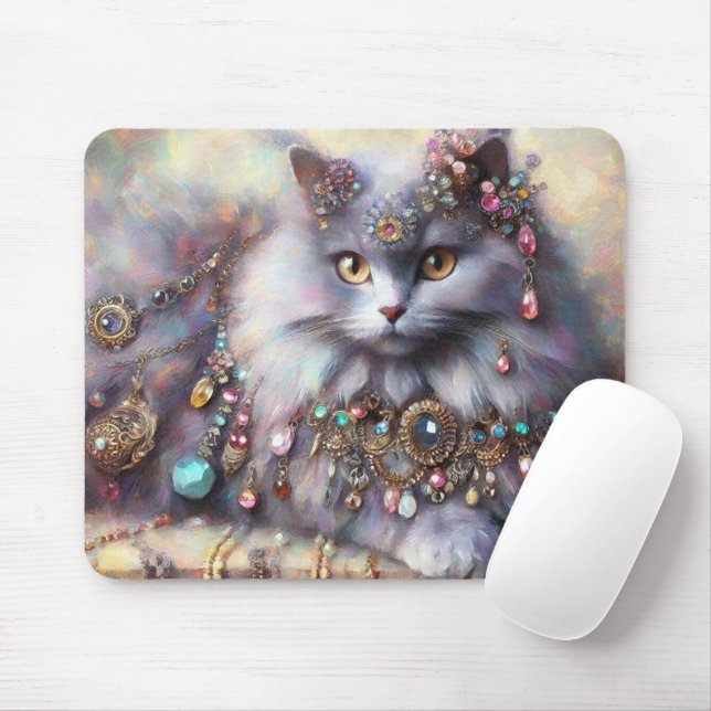 Mousepad Joias de Gatinho de Gato de Cabelo Longo, Nebelung (Com mouse)