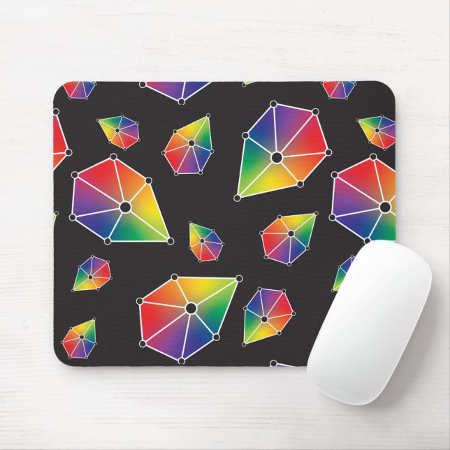 Mousepad Joias Geométricas Gradiente Rainbow Gem Diamond (Com mouse)