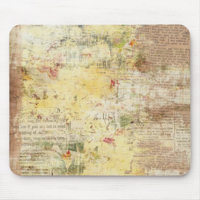 Mousepad jornal pintado amarelo do vintage (Frente)