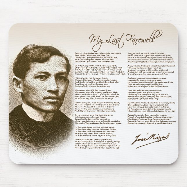 Mousepad Jose Rizal meu último adeus (Frente)