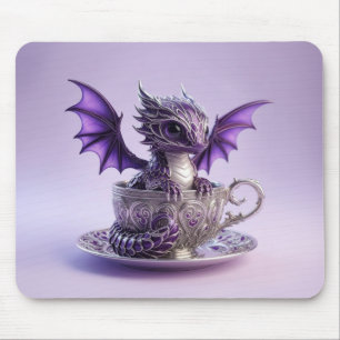Mousepad Jovem Dragão Roxo e Branco Fairmont em uma Xícara