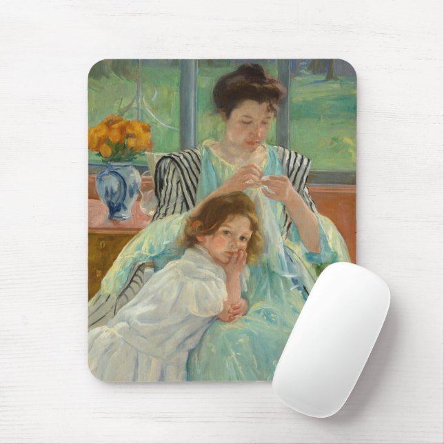 Mousepad Jovem Mãe Costurando | Mary Cassatt (Com mouse)