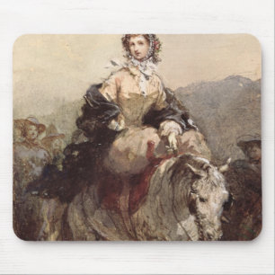 Mousepad Jovem mulher em um cavalo