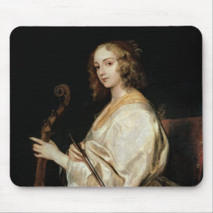 Mousepad Jovem mulher que joga um Gamba de Dinamarca de