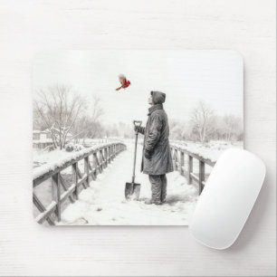 Mousepad Jovem Observando um Cardinal