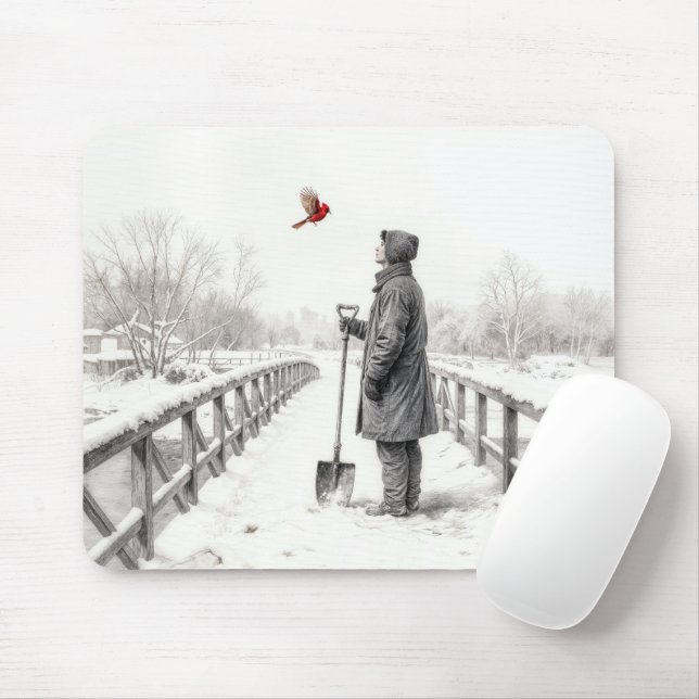 Mousepad Jovem Observando um Cardinal (Com mouse)