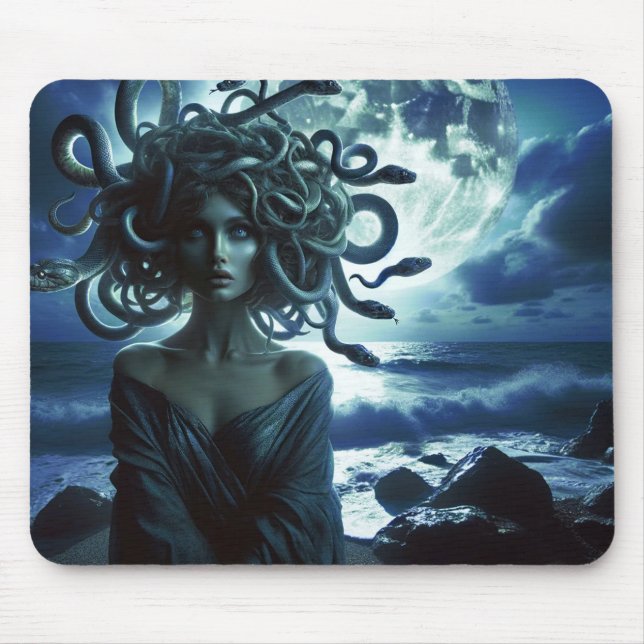 Mousepad Jovens Bonito Medusa pela Lua e Oceano (Frente)