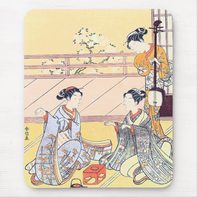 Mousepad Jovens mulheres que jogam Kitsune-ken (Frente)