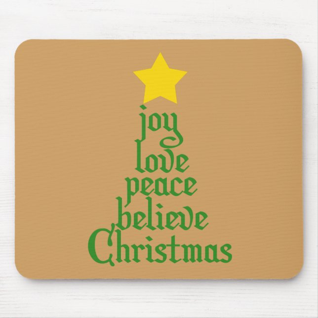 Mousepad Joy, Love, Peace, Acredite, Natal (Frente)