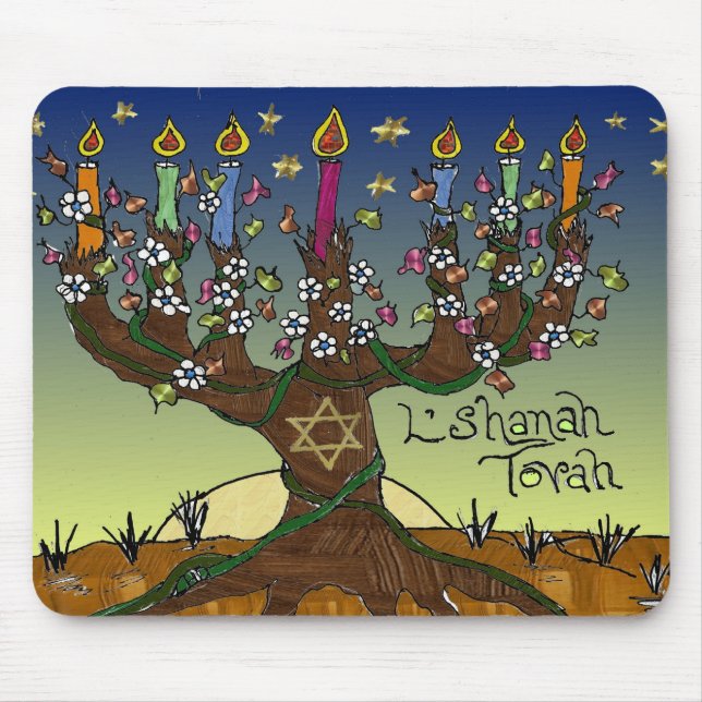 Mousepad Judaica L'shanah Tovah Tree Of Life Gifts Roupa (Frente)