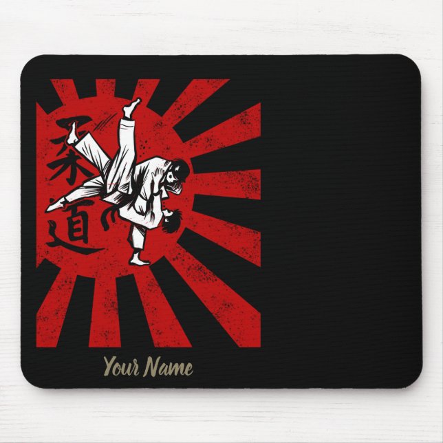 Mousepad Judo Martial Arts com Ascensão japonesa antiga Sun (Frente)