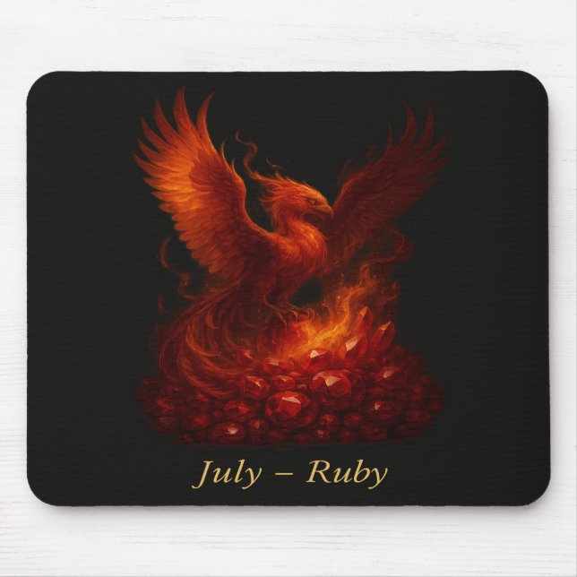 Mousepad Julho Ruby - Phoenix e Fiery Birthstone (Frente)