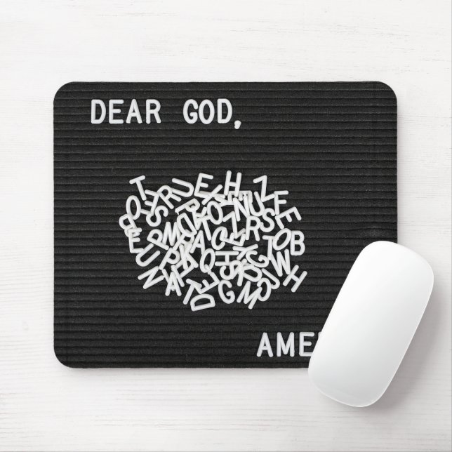 Mousepad Jumbled Prayer Letters On Black Felt Board  (Com mouse)