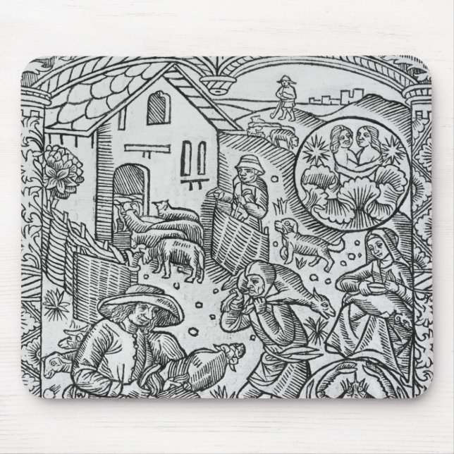 Mousepad Junho, tosquia de ovinos, Gêmeos (Frente)