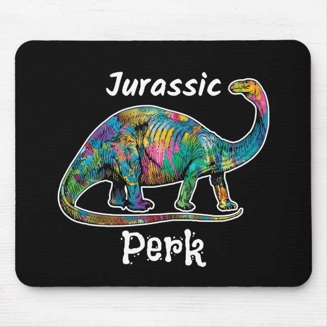 Mousepad Jurassic Perk Colorful Dinosaur Black (Frente)