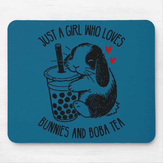 Mousepad Just A Girl Who Loves Bunnies And Boba Tea Holland (Frente)