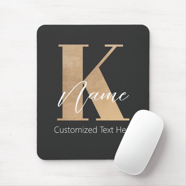 Mousepad K & Name Iniciais Monogramados Modernos Personaliz (Com mouse)