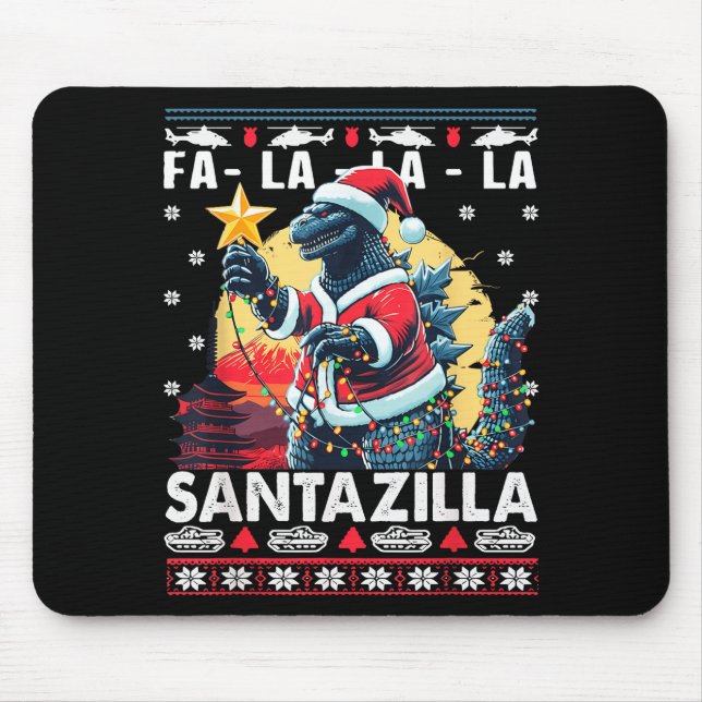 Mousepad Kaiju Christmas Santazilla Japanese Monster Dinosa (Frente)