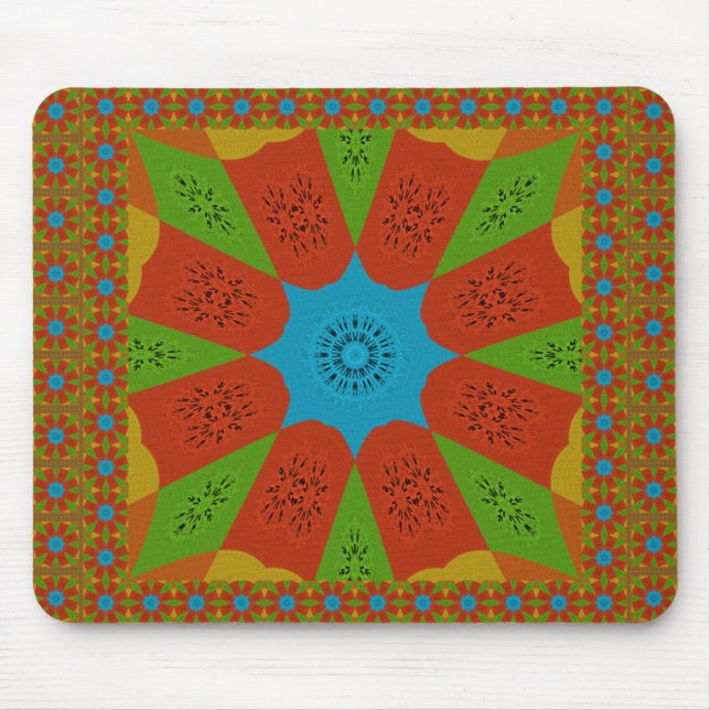 Mousepad Kaleidoscope Bloom Uma Vibrante Cor Impressão Afri (Frente)
