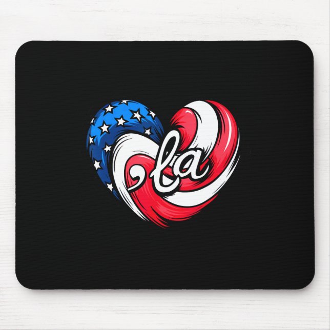 Mousepad Kamala Harris 2024 American Flag Heart Comma La Pa (Frente)