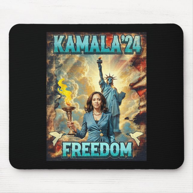 Mousepad Kamala Para Presidente Slogan Estátua Liberdade Pr (Frente)