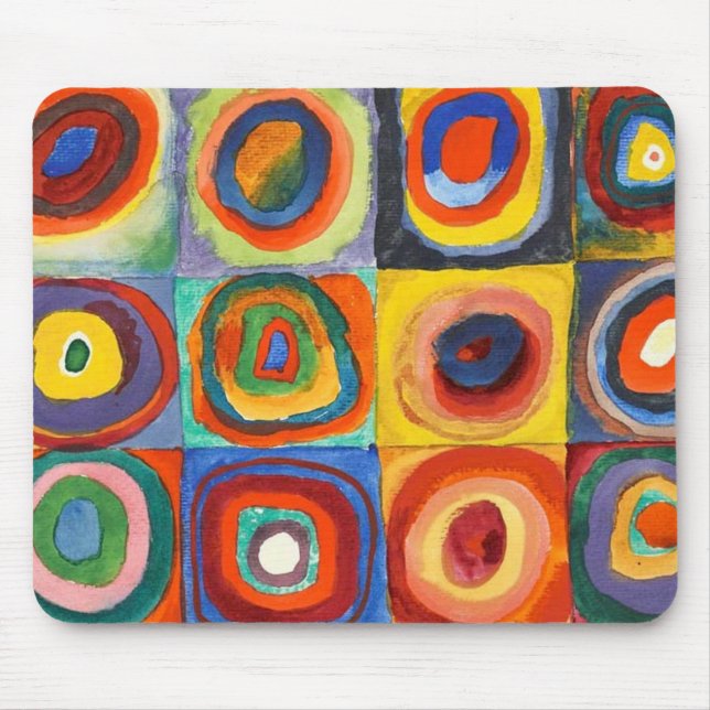 Mousepad Kandinsky - Quadrados com Círculos Concentrados (Frente)