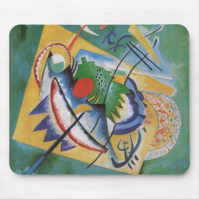 Mousepad Kandinsky Red Oval Abstrato Trabalho de arte Verde (Frente)