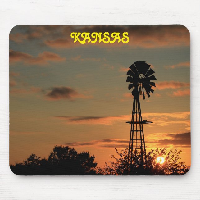 Mousepad Kansas Sunset com Pasta de Mouse Silhouette de Win (Frente)