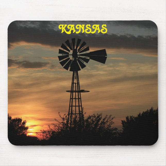 Mousepad Kansas Sunset com Pasta de Mouse Silhouette de Win (Frente)