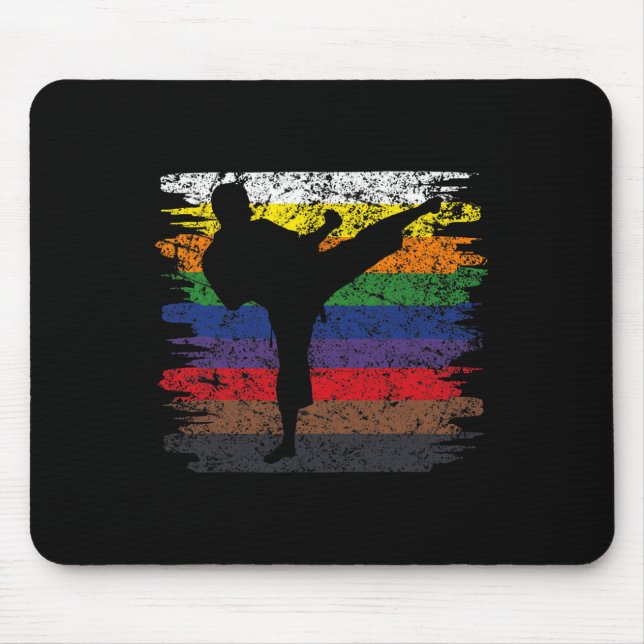 Mousepad Karate Belt Cores Silhouette Martial Arts Boy (Frente)