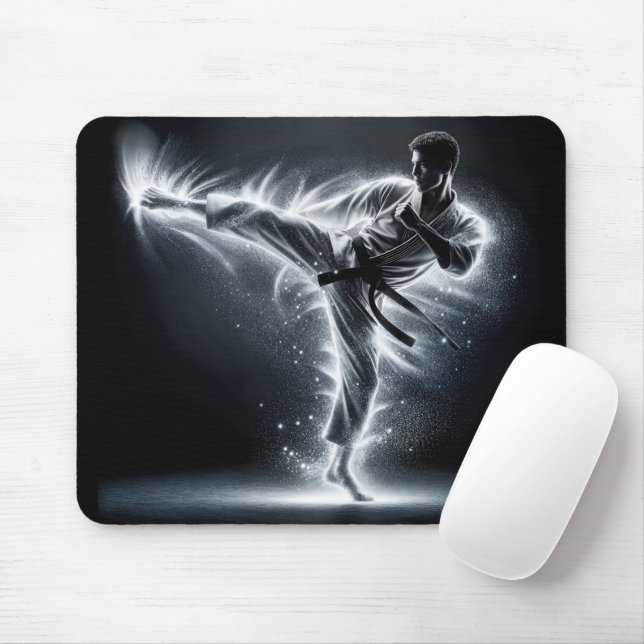 Mousepad Karate Man With Neon Energy Light Trails (Com mouse)