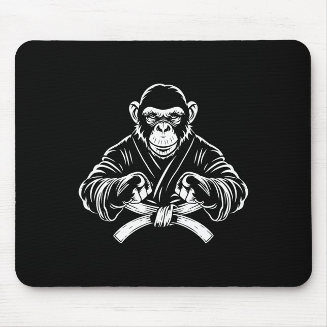 Mousepad Karate Monkey Desenho Kickboxing Jiu-jitsu Mma Mar (Frente)