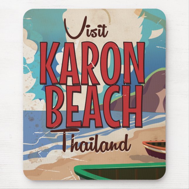Mousepad Karon Beach tailândia viagens vintage (Frente)
