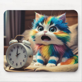 Mousepad Katze auf Mauspad mit Wecker