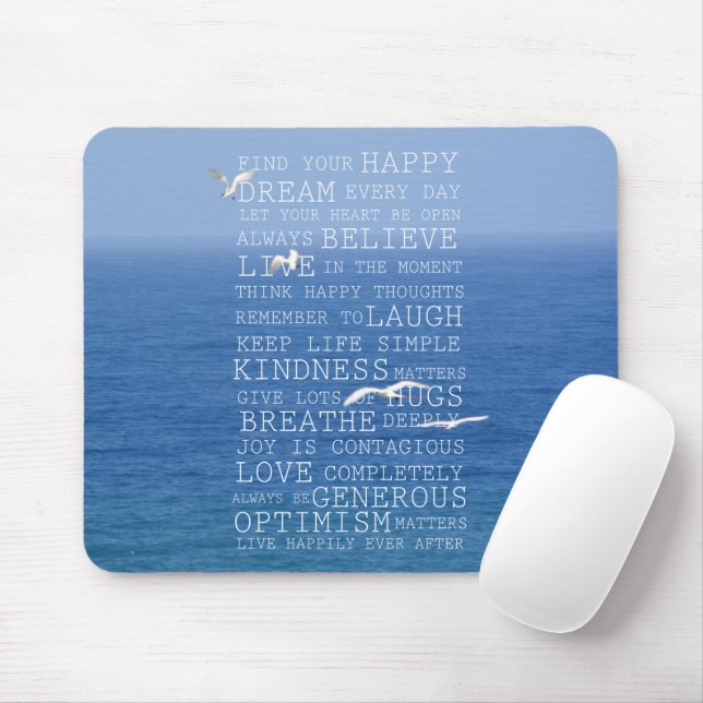 Mousepad Kauai Hawaii Ocean Birds Citações Inspiracionais (Com mouse)