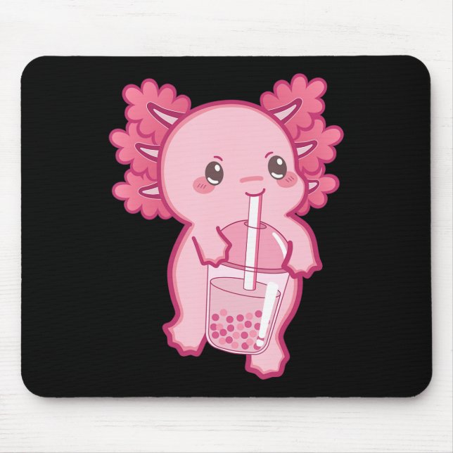 Mousepad Kawaii Axolotl Boba Bubble Tea Tea Girl Kids Japa (Frente)
