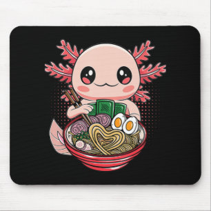 Mousepad Kawaii Axolotl Comendo Ramen Nodles Anime Gift Gir