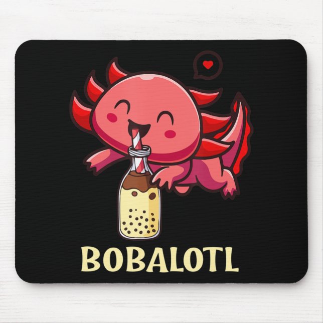 Mousepad Kawaii Bobalotl Axolotl Boba Tea Bubble milk Anime (Frente)