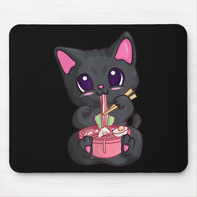 Mousepad Kawaii Bubble Tea s para mulheres Boba Maneki Neko (Frente)