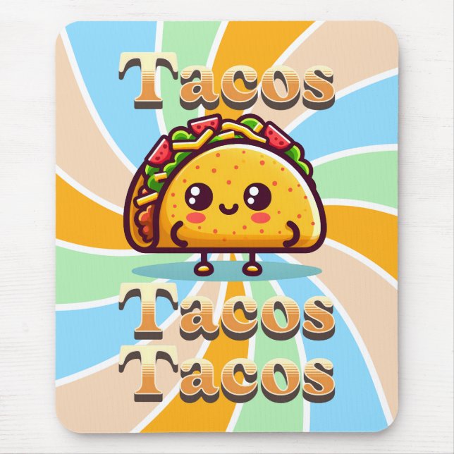 Mousepad Kawaii Cartoon Tacos (Frente)