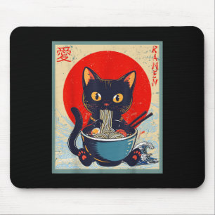 Mousepad Kawaii Cat Comendo Ramen Noodles Engraçadas Menina