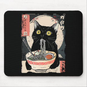Mousepad Kawaii Cat Comendo Ramen Noodles Engraçado Anime G