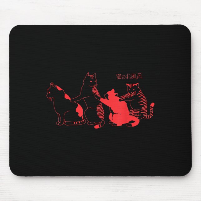 Mousepad Kawaii Cats Japanese Streetwear Harajuku Aesthetic (Frente)