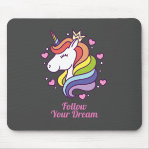 Mousepad Kawaii Colorful Rainbow Unicorn Dreams