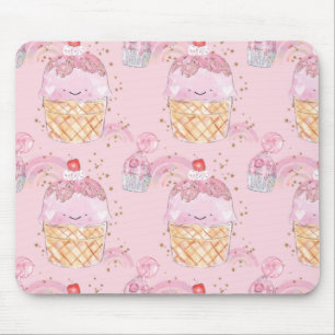 Mousepad Kawaii Cute Cakes com Cerejas - Pastel Purple