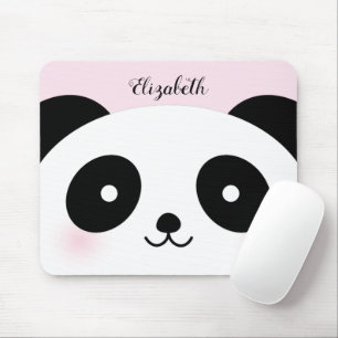 Mousepad Kawaii Cute Cartoon Panda Bear Nome Personalizado