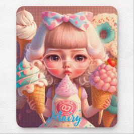 Mousepad Kawaii cute girl with ice creams